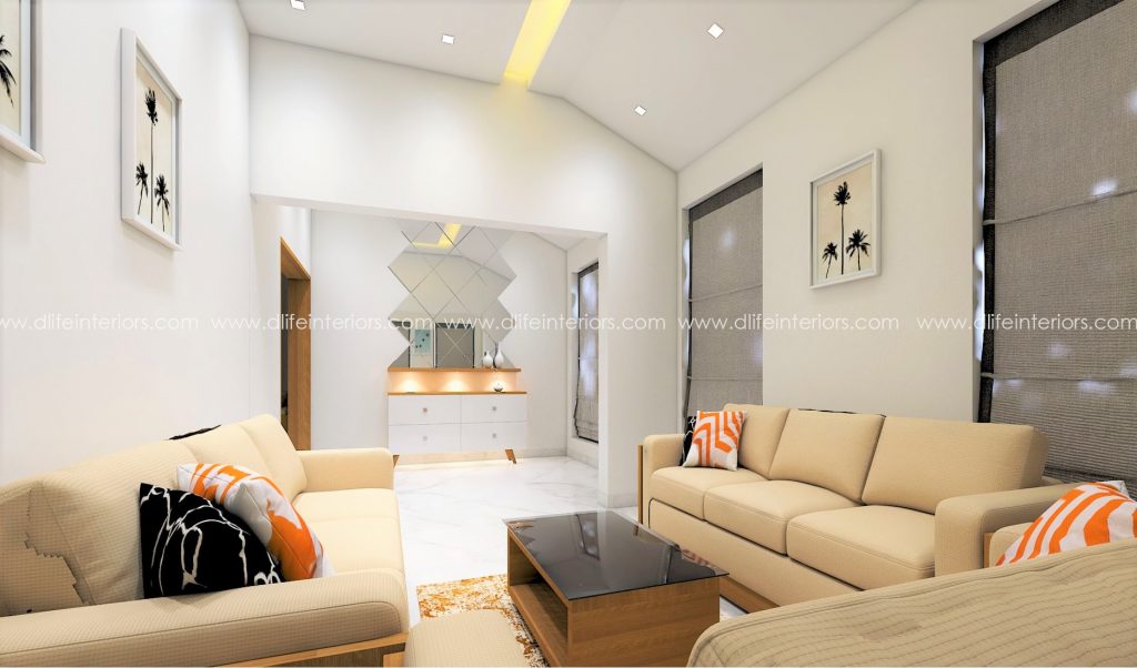 Living room design 3bhk flat kochi