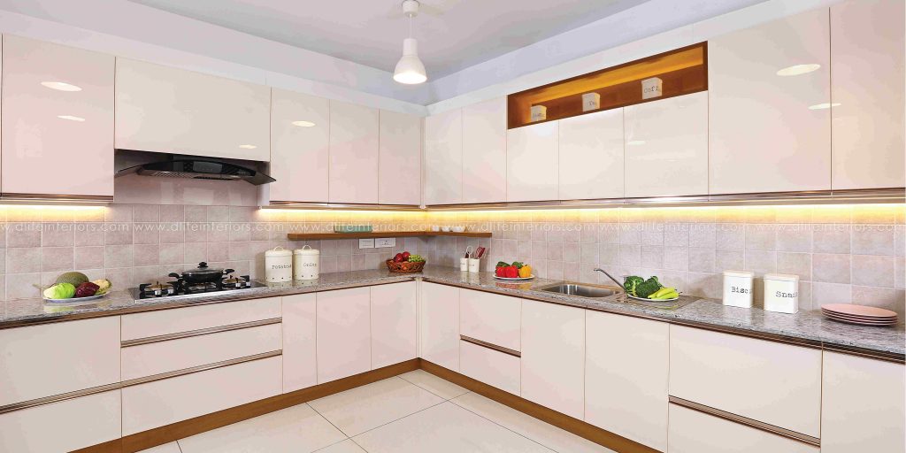 white modular kitchen design by dlife kochi