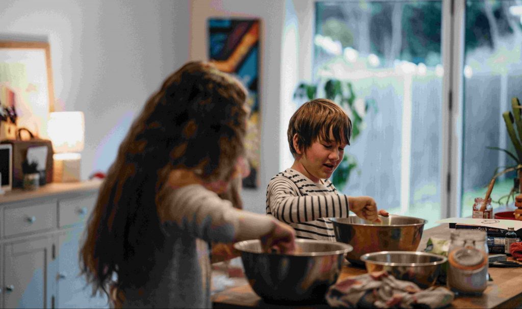 children cooking at home