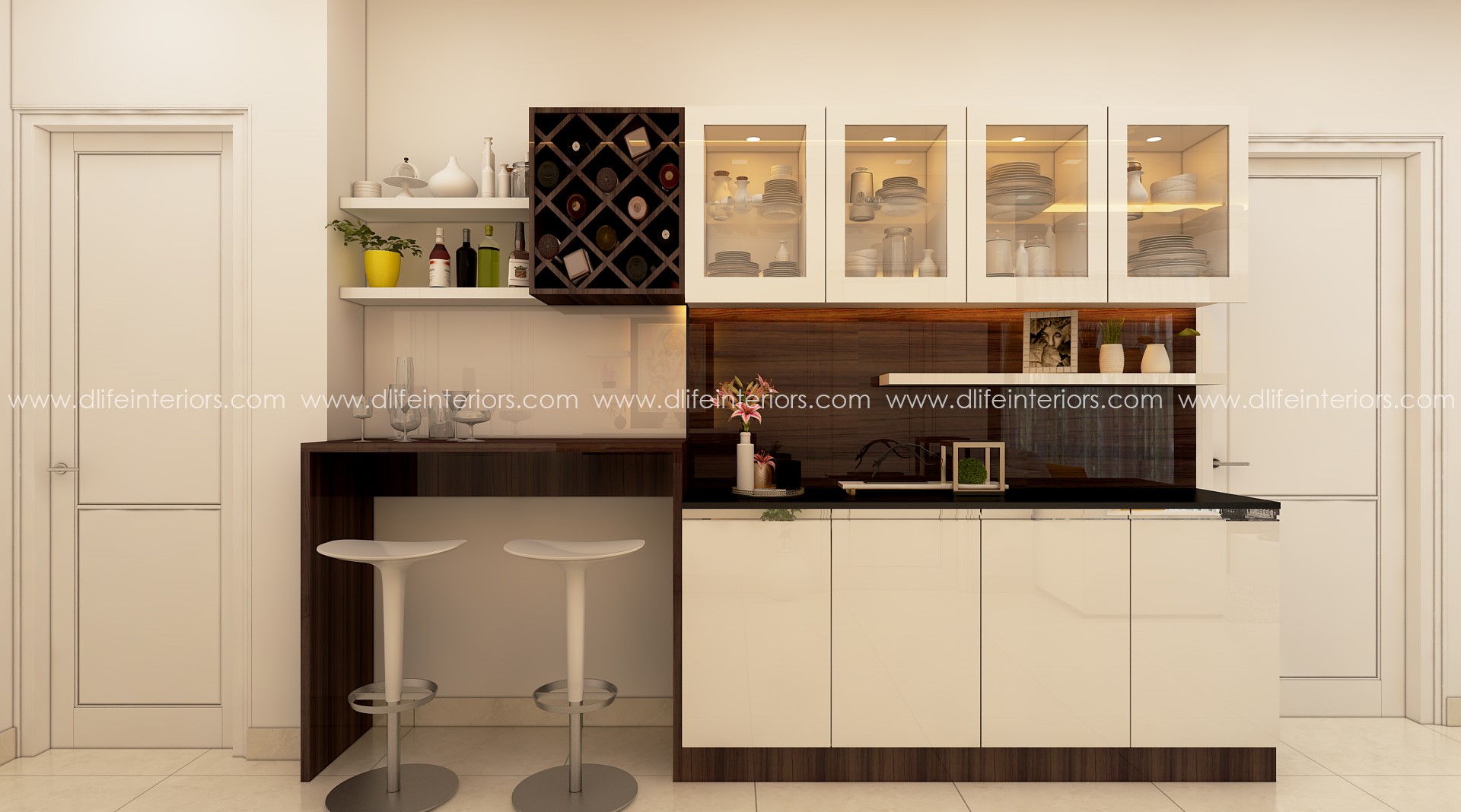 Home bar counter design in Edappally