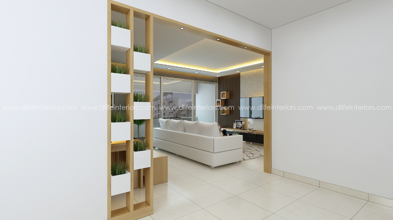 Living dining room partition design in Kottayam