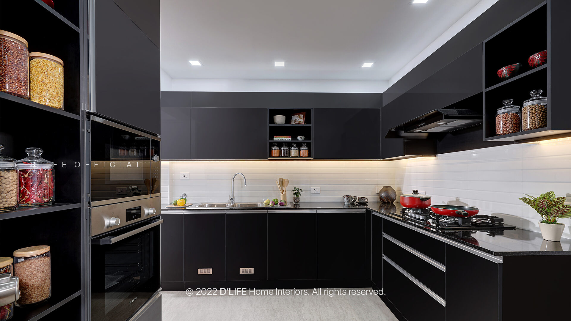 Modular kitchen in Black theme
