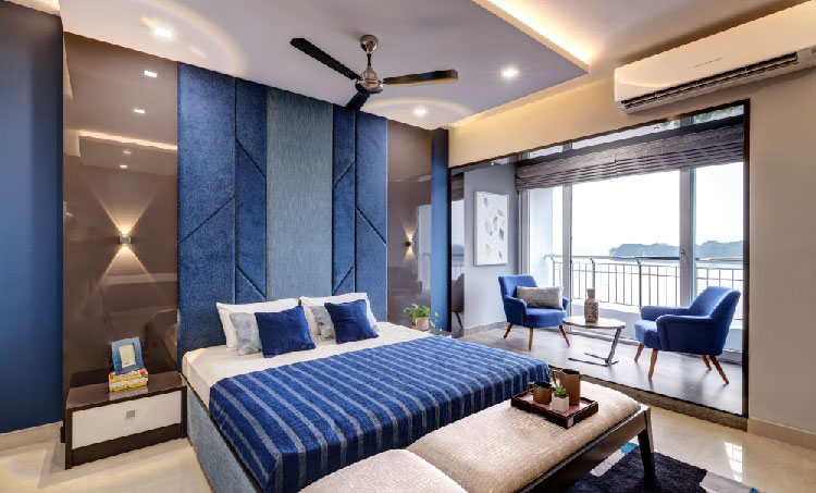 Contemporary bedroom home interiors in Coimbatore