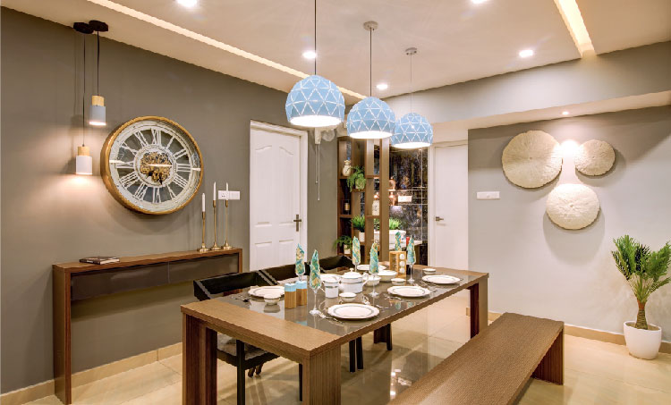 Luxury dining room interior design in Coimbatore