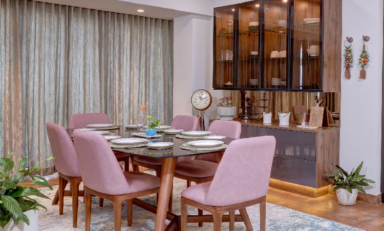 Contemporary dining room interior design in Calicut