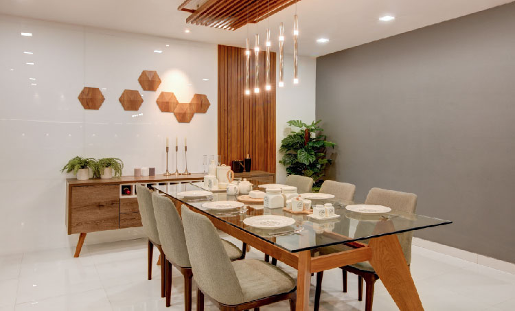 Contemporary dining room interior design in Chennai