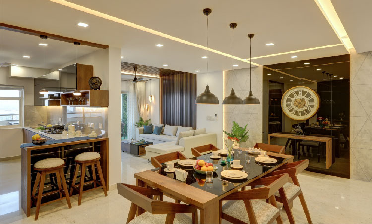 luxury dining room interior design in Kottayam