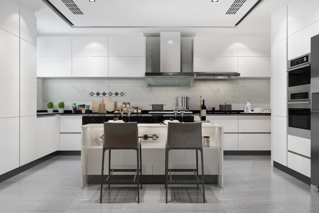 White minimal kitchen design