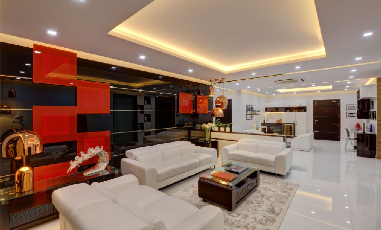 best living room interiors in Ahmedabad