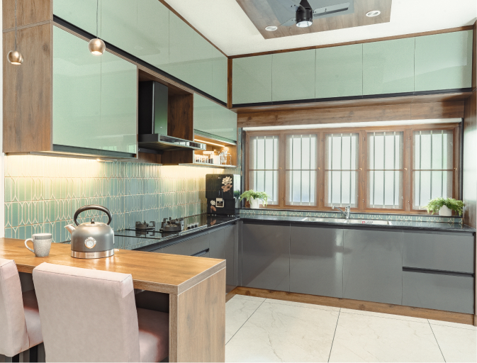grey modular kitchen